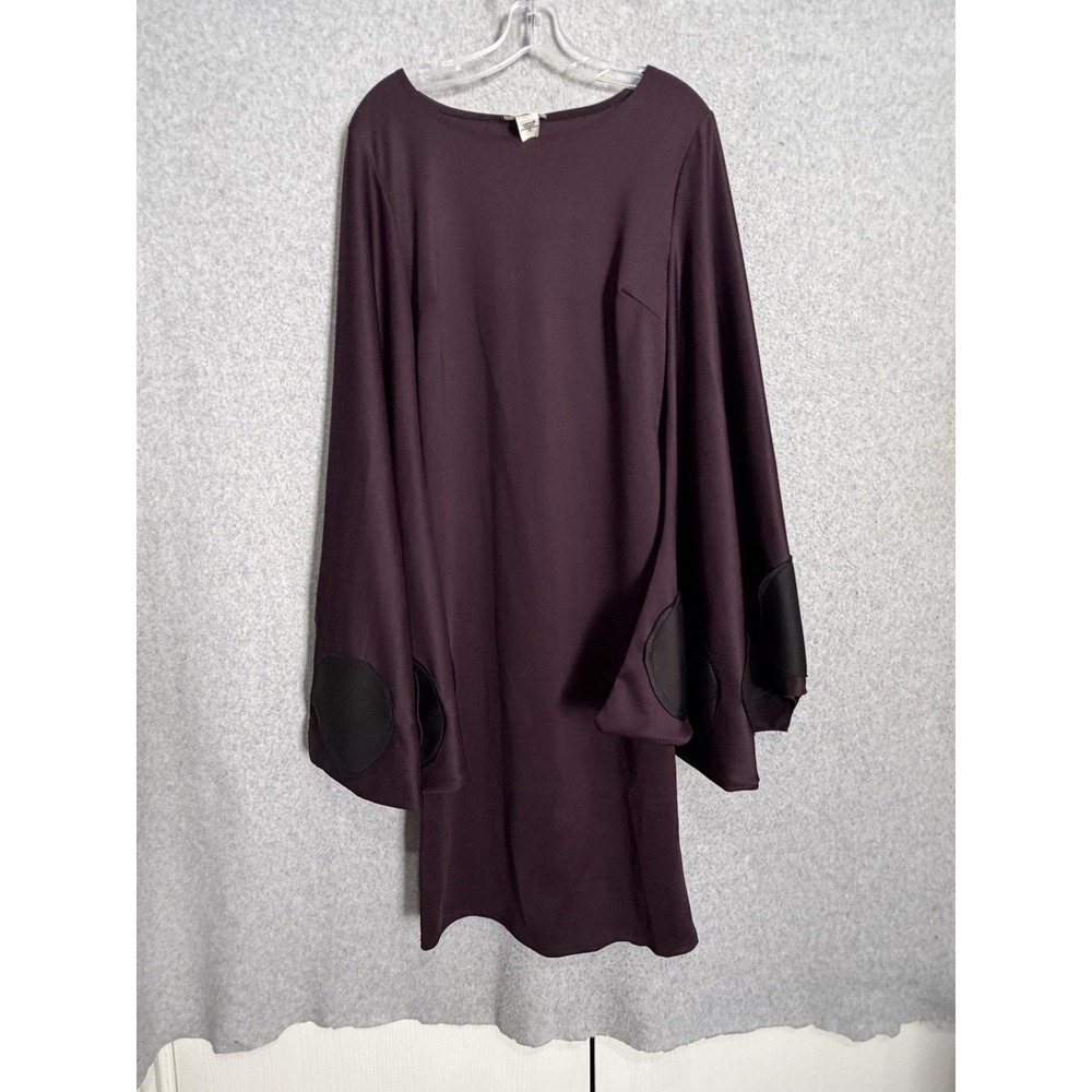 Karen-T Design Dress Womens XL Purple Bell Sleeve Shift Boatneck Knee Length USA